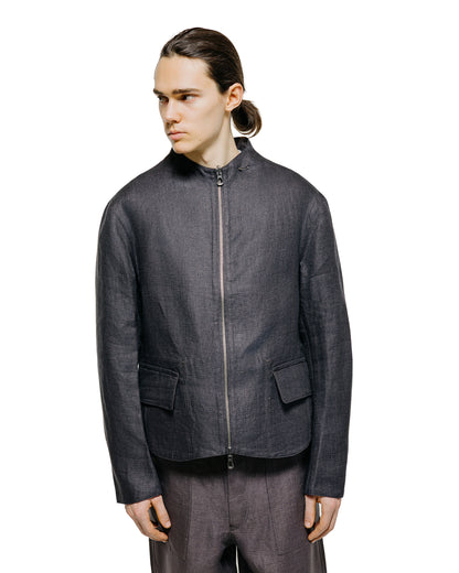 lost & found MotivMfg MotivMfg Gilet Jacket Double Face Linen Serge/Navy/Aubergine