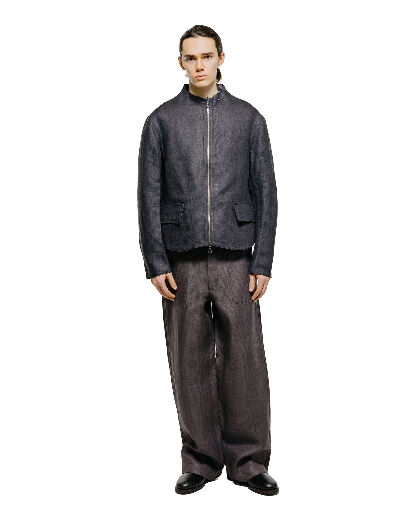lost & found MotivMfg MotivMfg Gilet Jacket Double Face Linen Serge/Navy/Aubergine