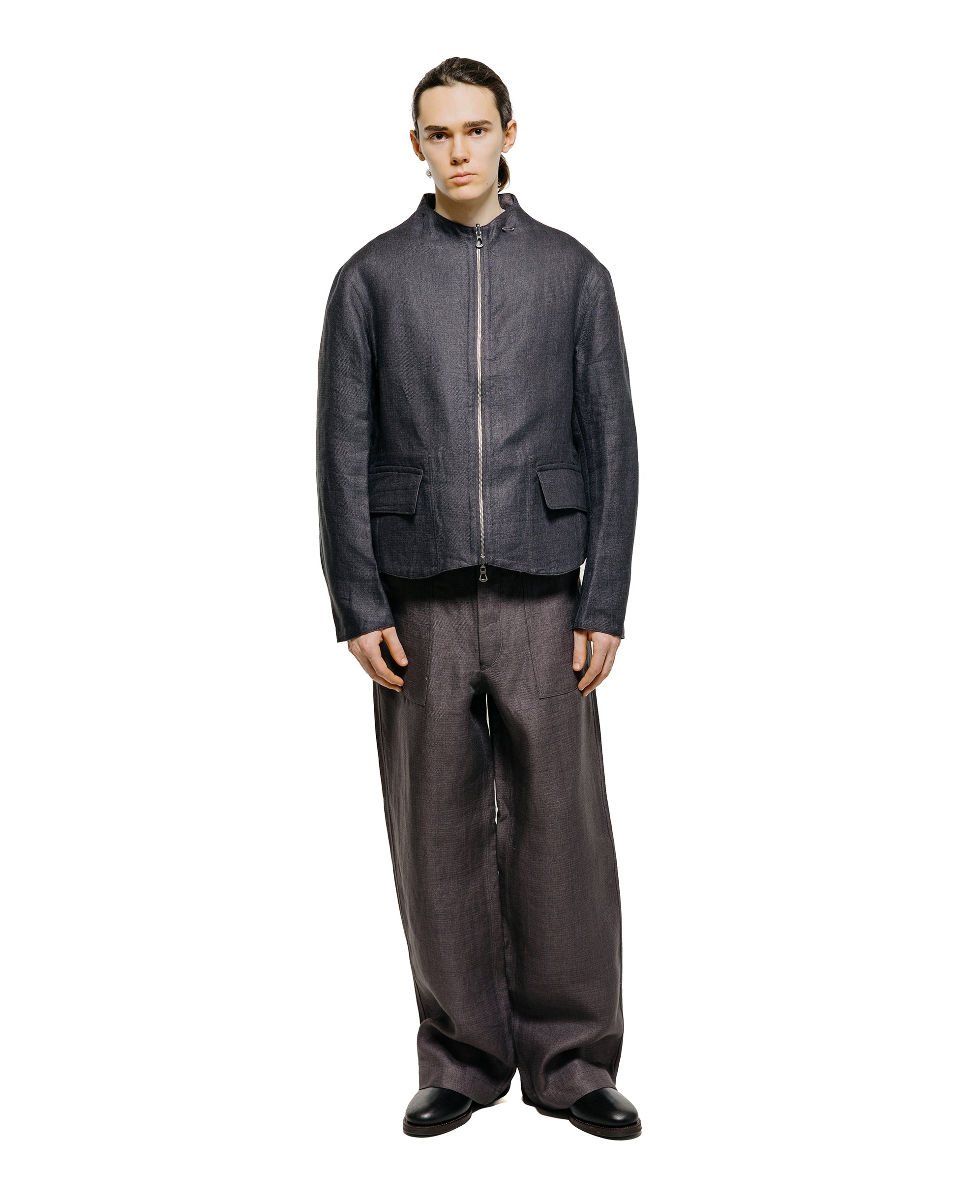 lost & found MotivMfg MotivMfg Gilet Jacket Double Face Linen Serge/Navy/Aubergine