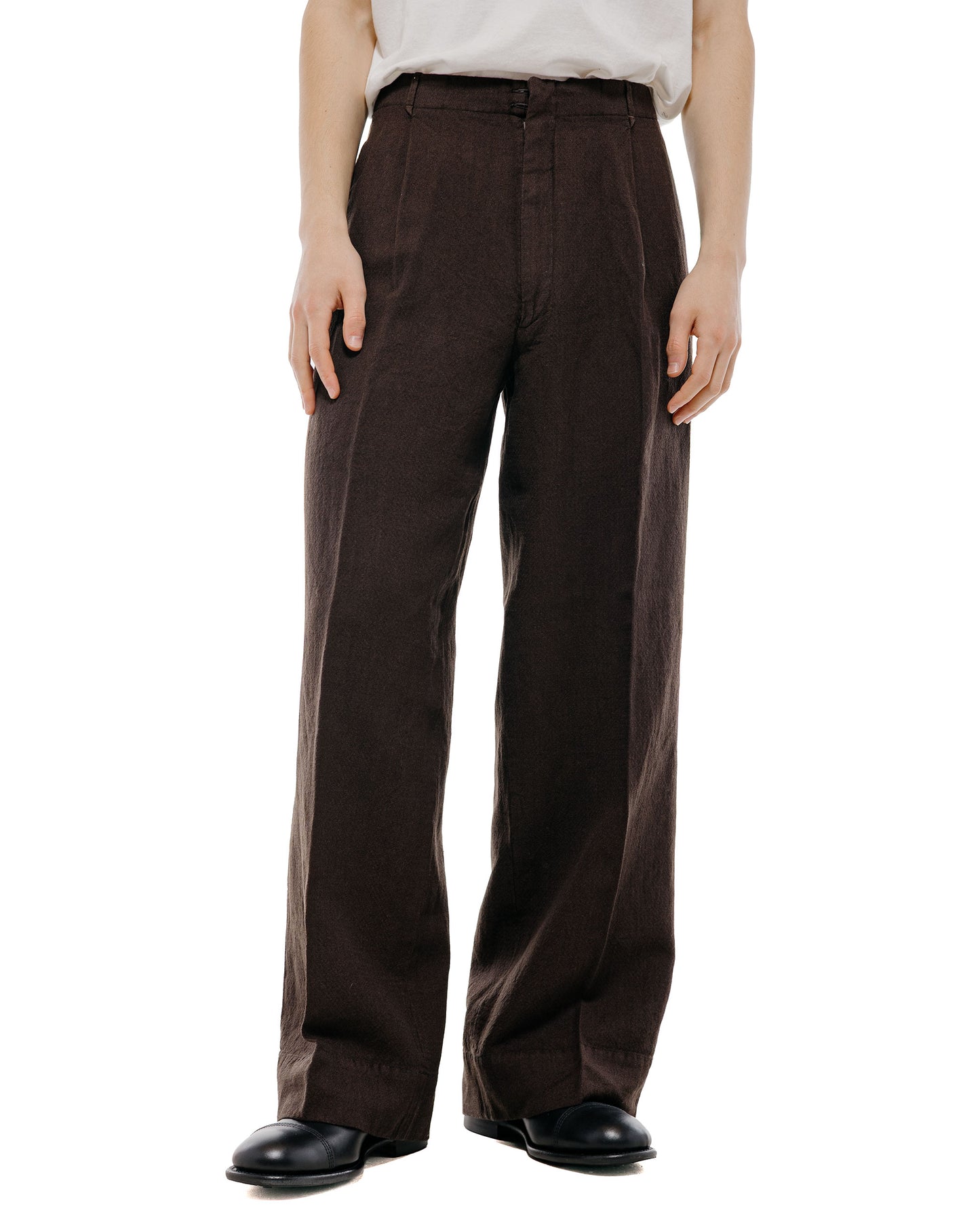 lost & found MotivMfg MotivMfg Mono Trousers Wool Linen Crepe/Espresso