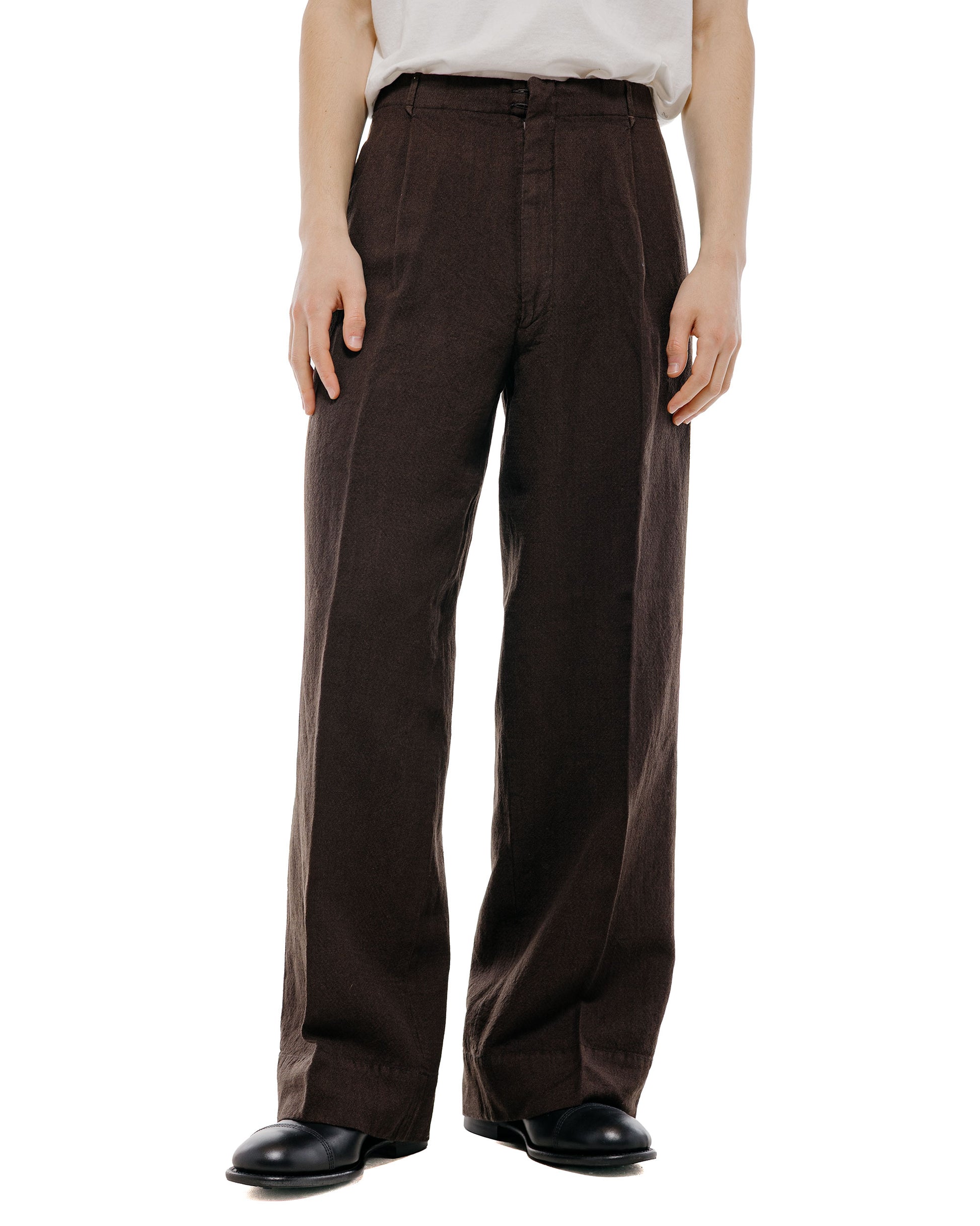 lost & found MotivMfg MotivMfg Mono Trousers Wool Linen Crepe/Espresso