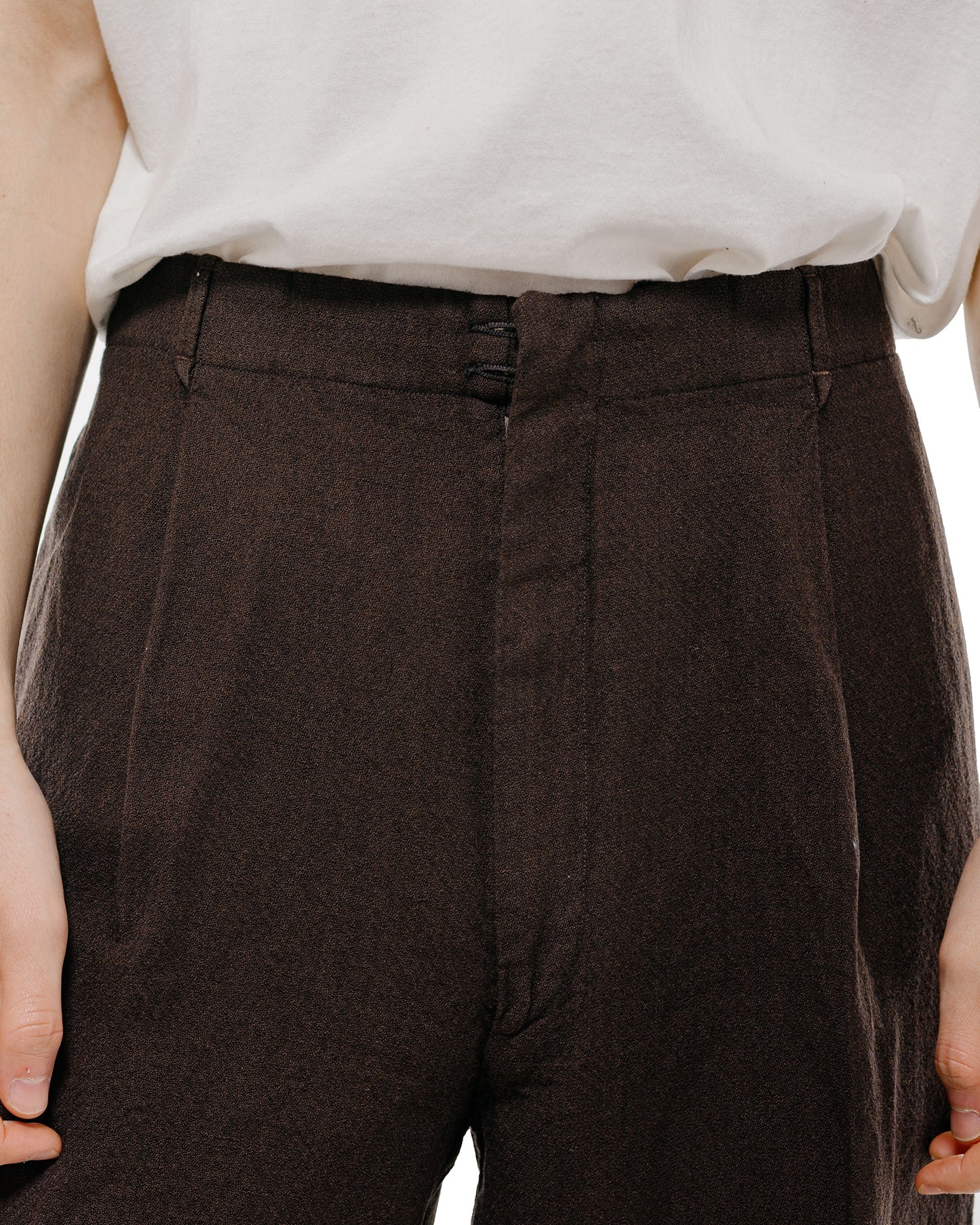 lost & found MotivMfg MotivMfg Mono Trousers Wool Linen Crepe/Espresso