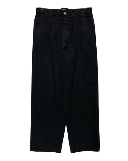 MotivMfg Pleat Denim Trousers Tailorable Denim/Black