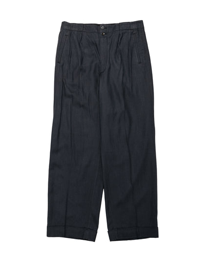 lost & found MotivMfg MotivMfg Robert Trousers Herringbone Tussah Silk Suiting Dark Navy