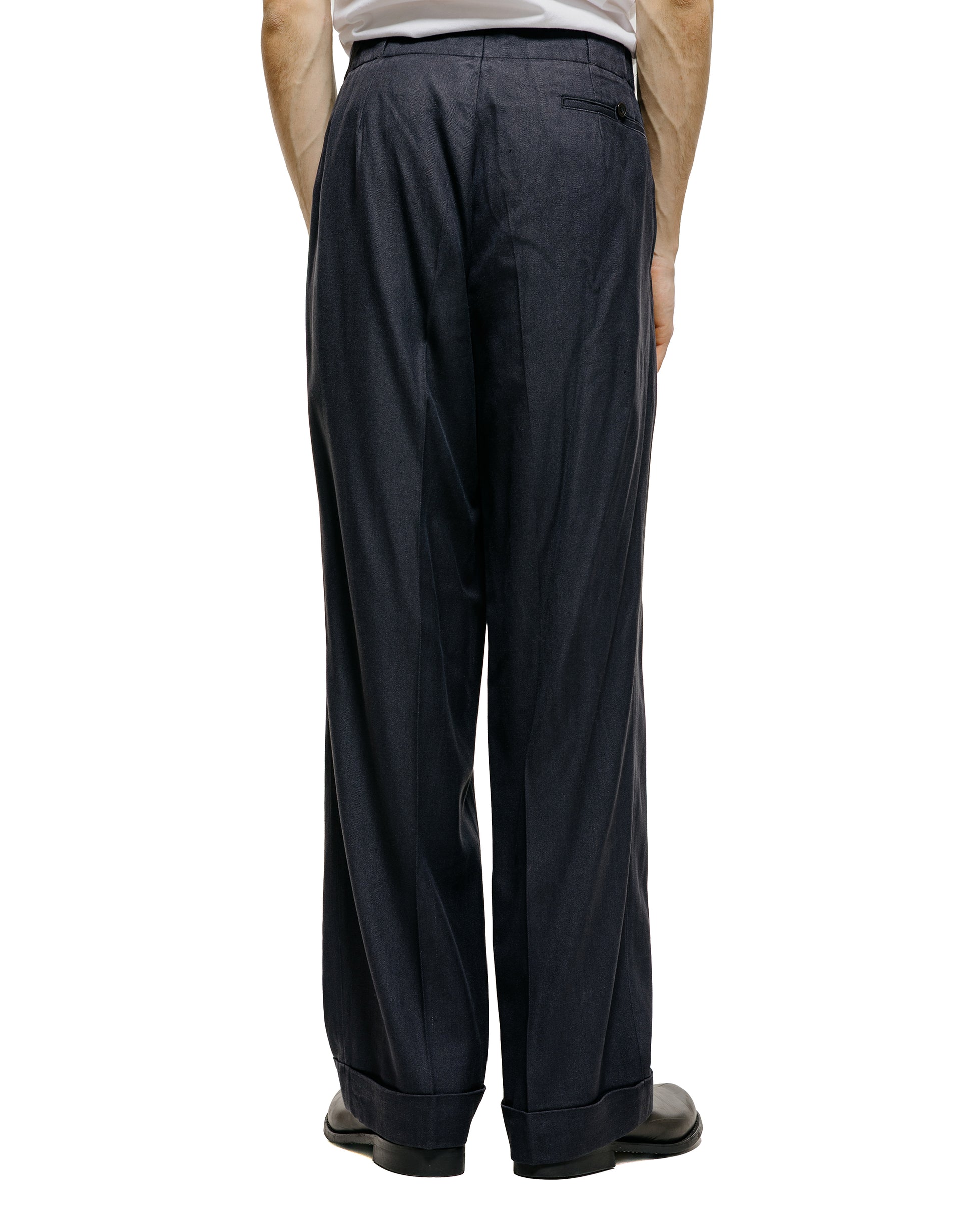 lost & found MotivMfg MotivMfg Robert Trousers Herringbone Tussah Silk Suiting Dark Navy
