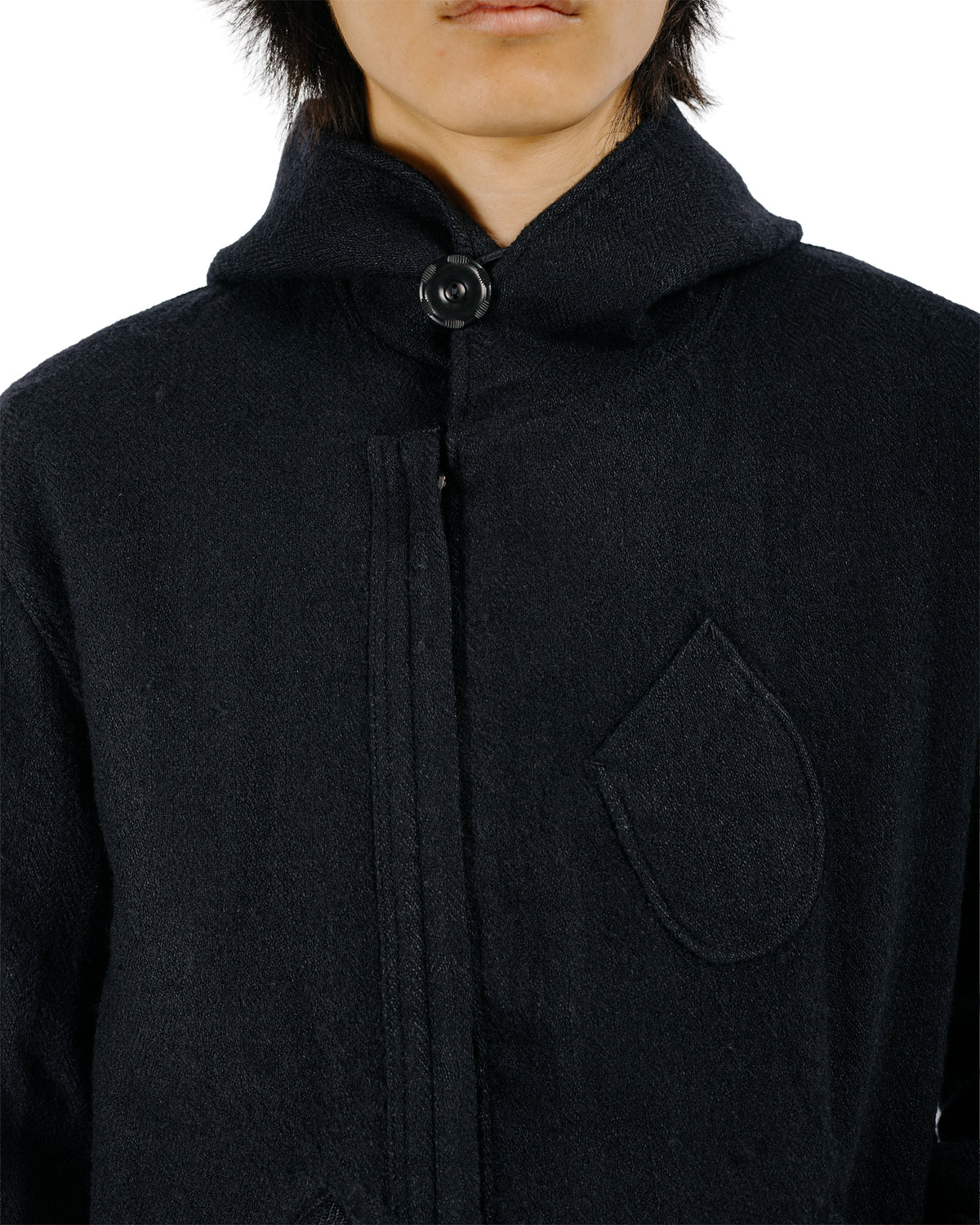 MotivMfg Shiff Hooded Jacket Linen Wool Herringbone/Black