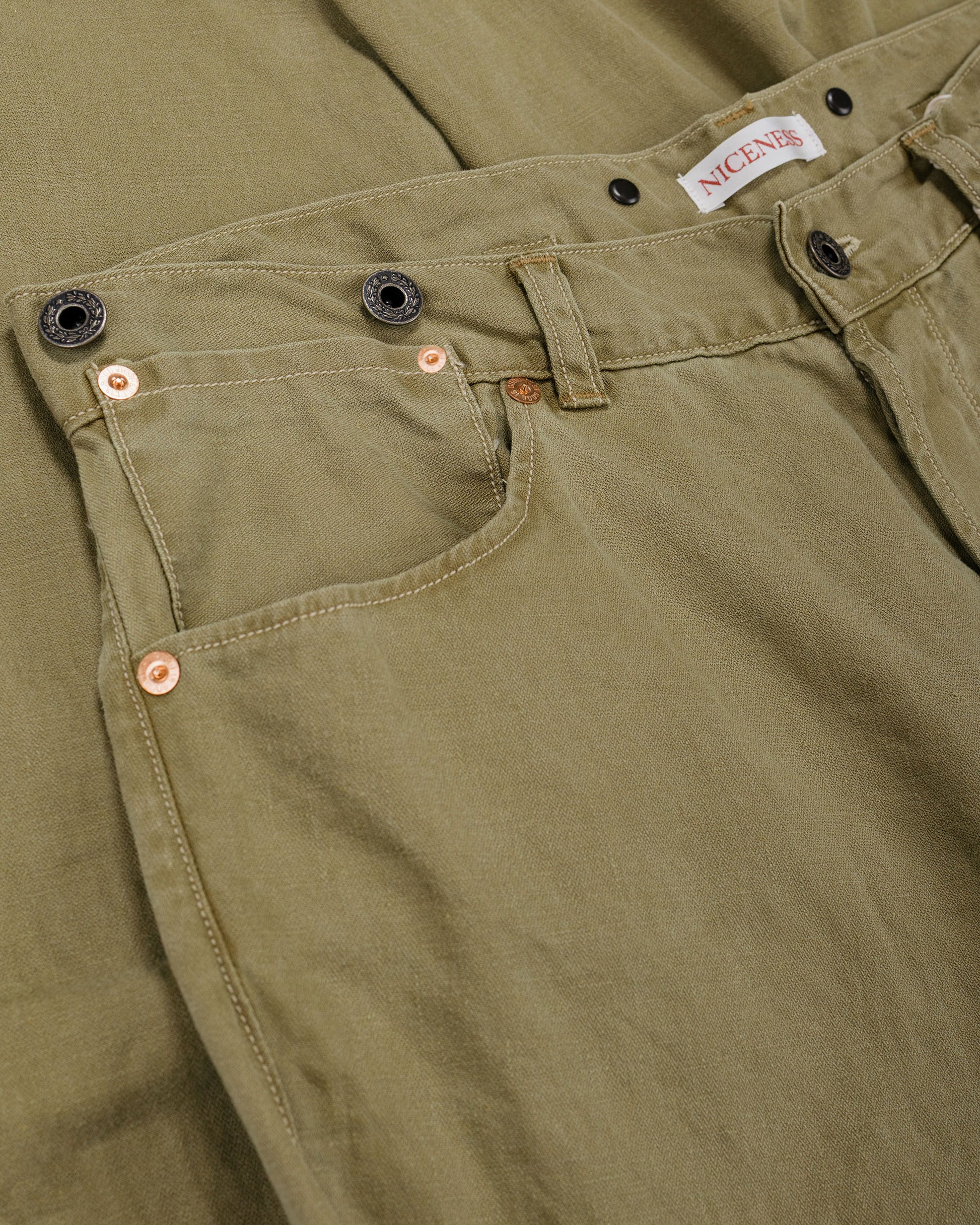 lost & found NICENESS NICENESS H.Sharky Vintage Treat Herringbone Twist Jeans Khaki