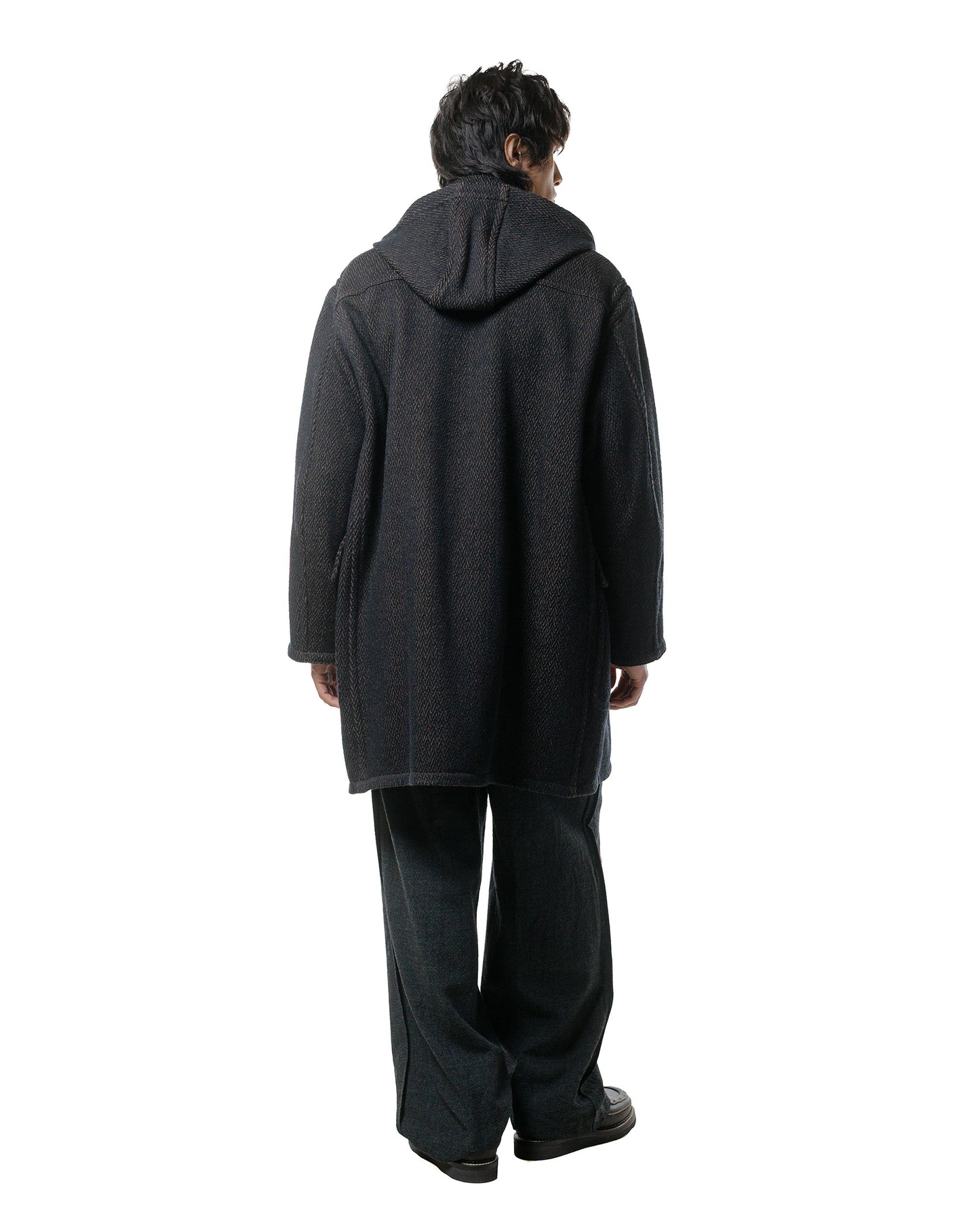 lost & found NICENESS NICENESS H. Pierre Lily-Yarn Herringbone Reversible Duffle Coat Brown/Black