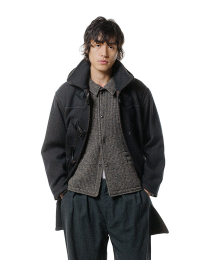 lost & found NICENESS NICENESS H. Pierre Lily-Yarn Herringbone Reversible Duffle Coat Brown/Black