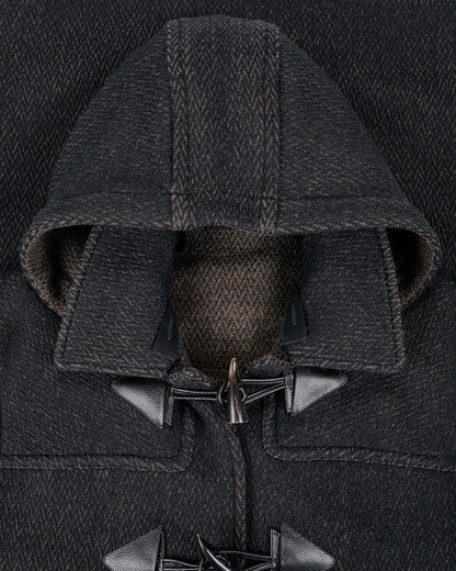 lost & found NICENESS NICENESS H. Pierre Lily-Yarn Herringbone Reversible Duffle Coat Brown/Black