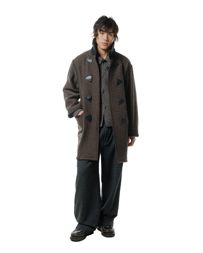 lost & found NICENESS NICENESS H. Pierre Lily-Yarn Herringbone Reversible Duffle Coat Brown/Black
