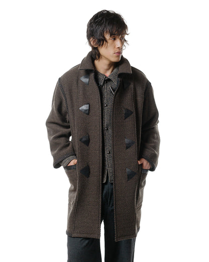 lost & found NICENESS NICENESS H. Pierre Lily-Yarn Herringbone Reversible Duffle Coat Brown/Black