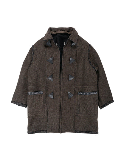 lost & found NICENESS NICENESS H. Pierre Lily-Yarn Herringbone Reversible Duffle Coat Brown/Black