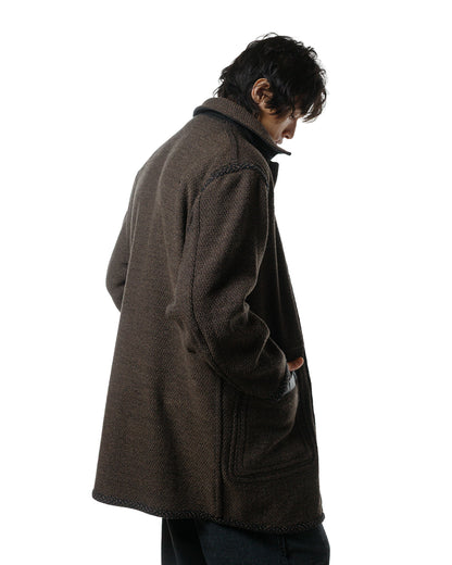 lost & found NICENESS NICENESS H. Pierre Lily-Yarn Herringbone Reversible Duffle Coat Brown/Black