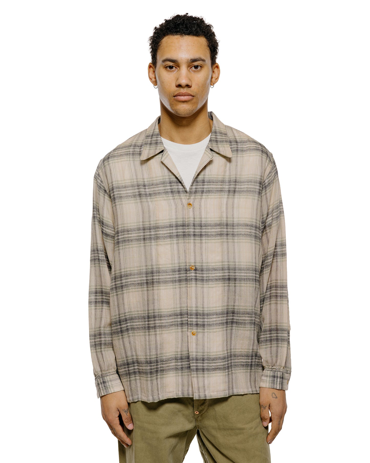 lost & found NICENESS NICENESS Thom Open Collar Jacket Shirt Light Green