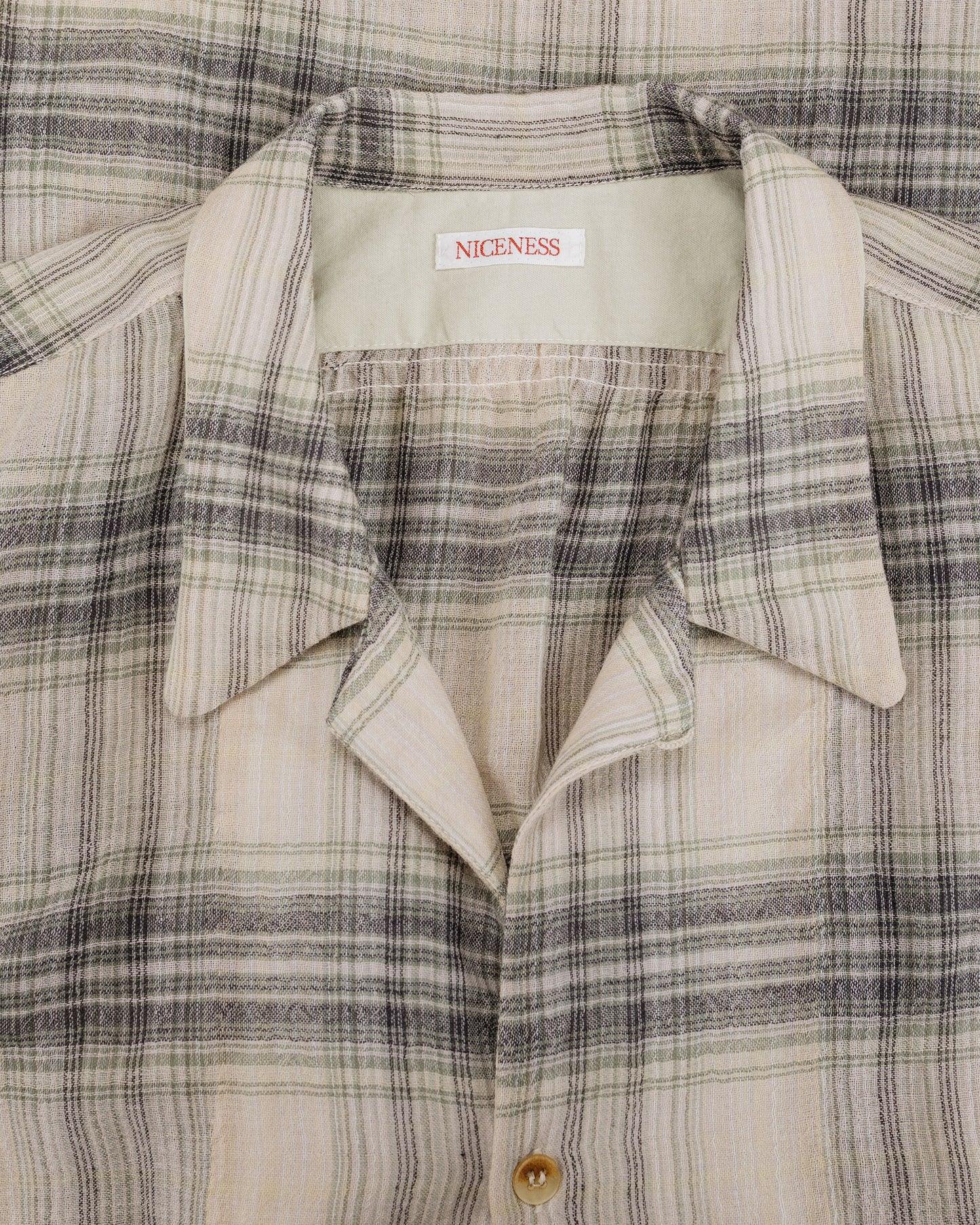 lost & found NICENESS NICENESS Thom Open Collar Jacket Shirt Light Green