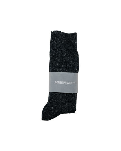 Norse Projects Bykle Neps Wool Rib Sock Charcoal Melange
