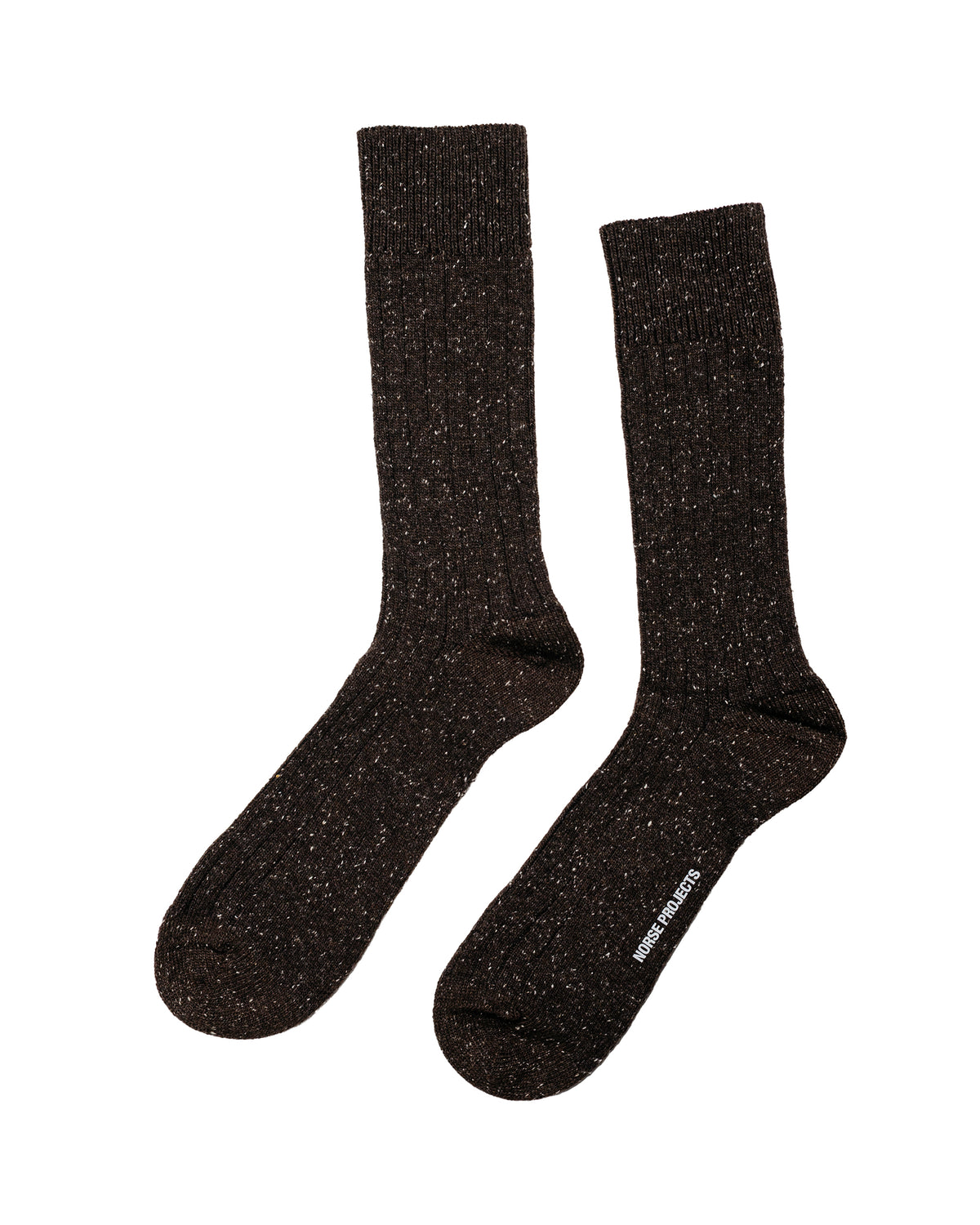 Norse Projects Bykle Neps Wool Rib Sock Seal Brown