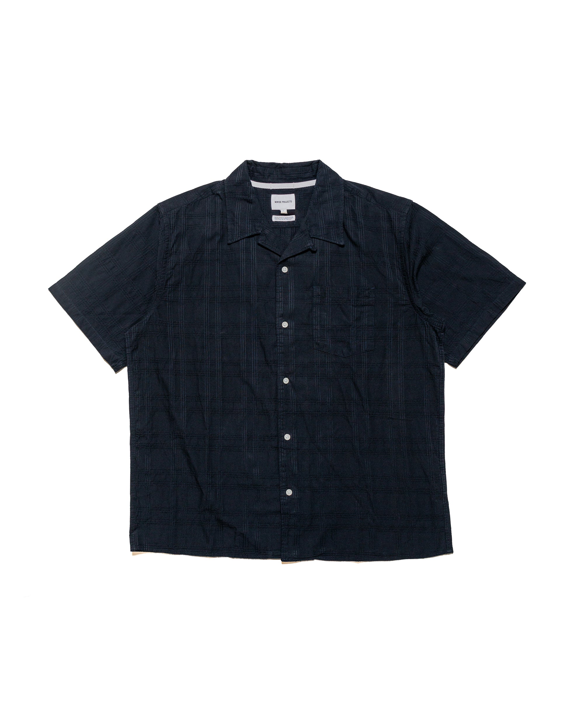 lost & found Norse Projects Norse Projects Carsten Relaxed Dobby Check Shirt Dark Navy