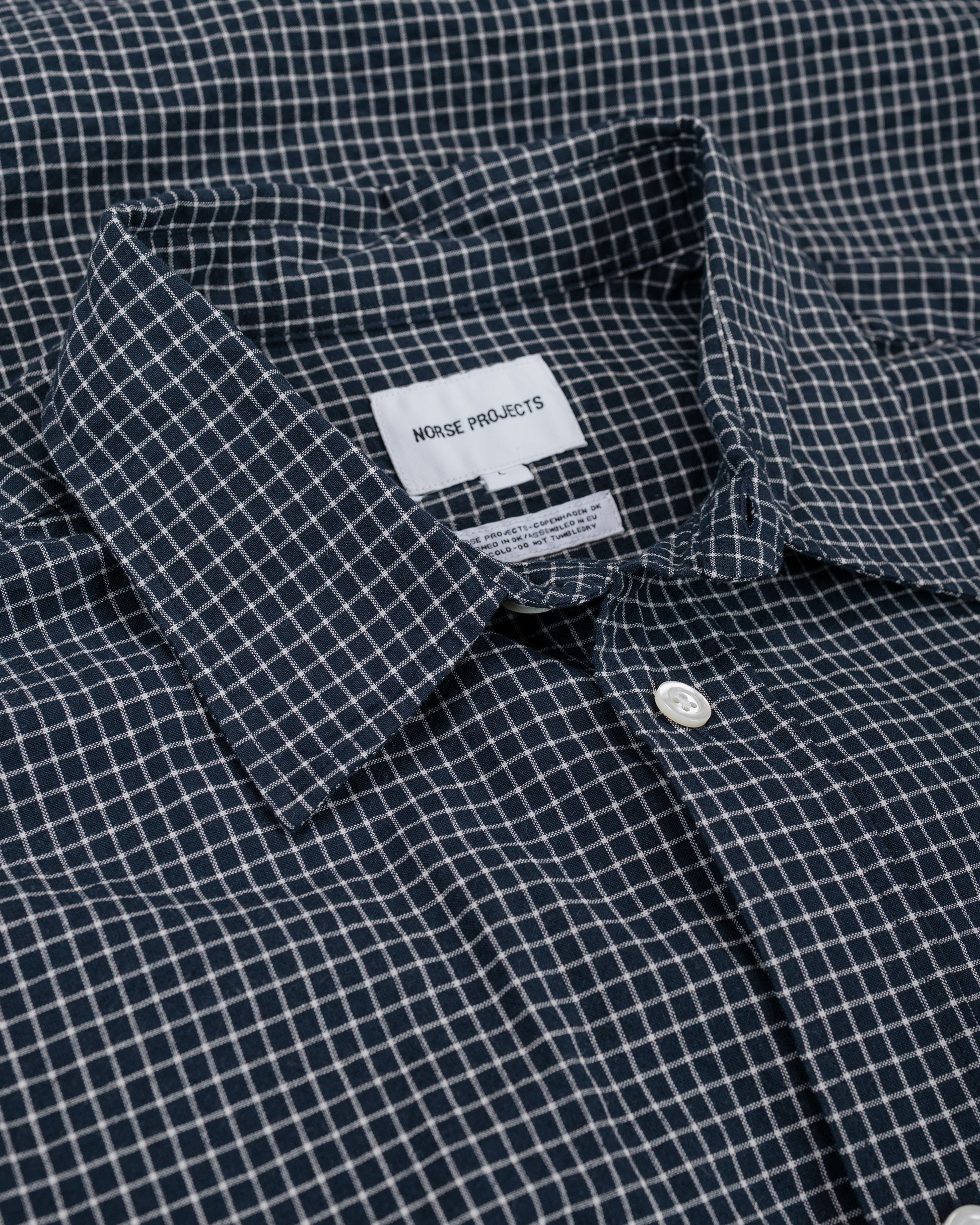 lost & found Norse Projects Norse Projects Espevik Check Oversized Shirt Dark Navy