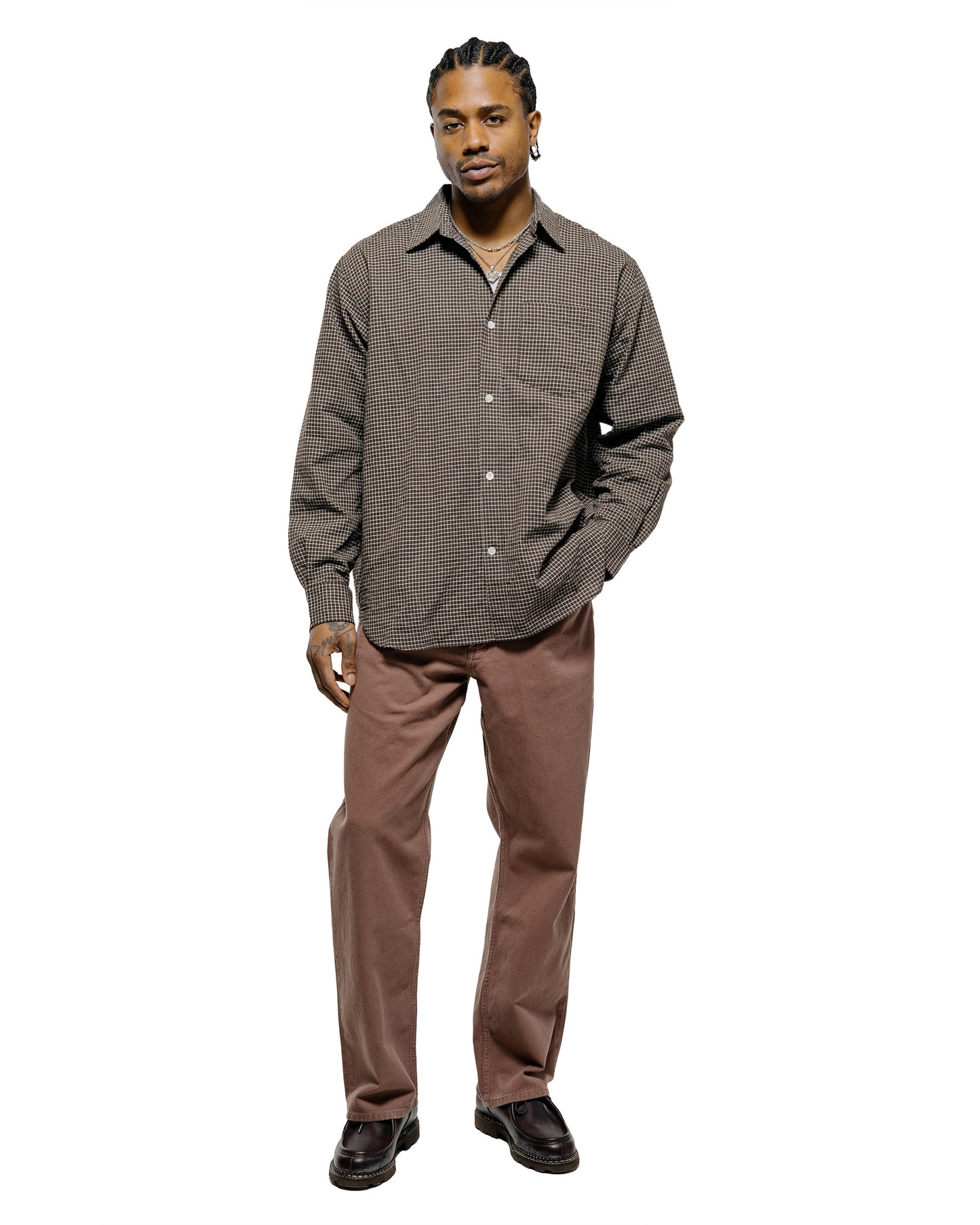 lost & found Norse Projects Norse Projects Espevik Check Oversized Shirt Taupe