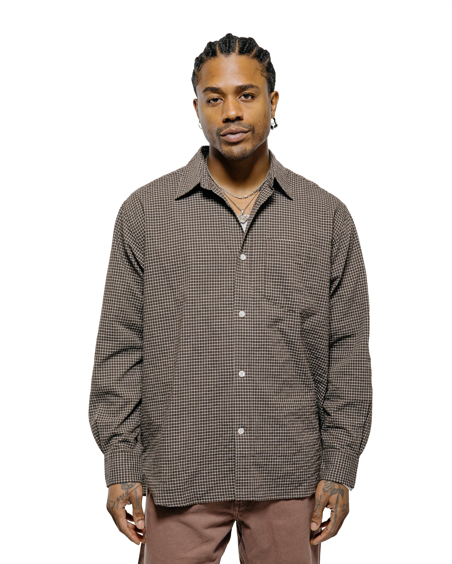 lost & found Norse Projects Norse Projects Espevik Check Oversized Shirt Taupe