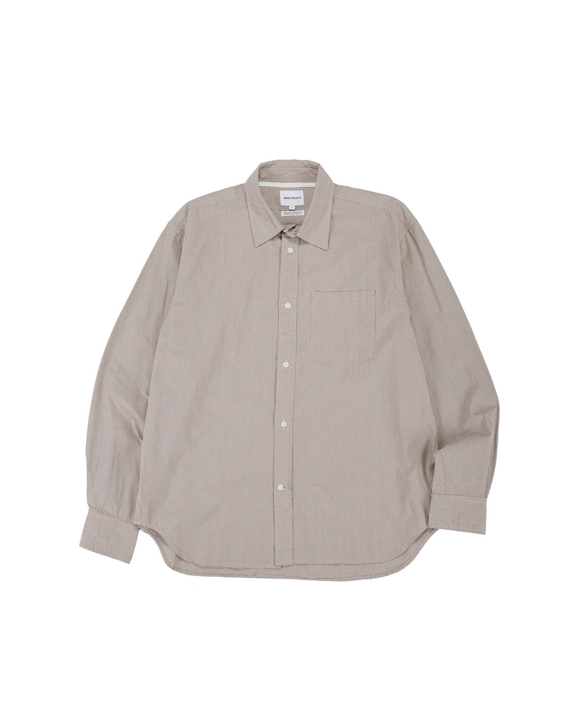 lost & found Norse Projects Norse Projects Espevik Oversize Micro Poplin Check Shirt Oatmeal