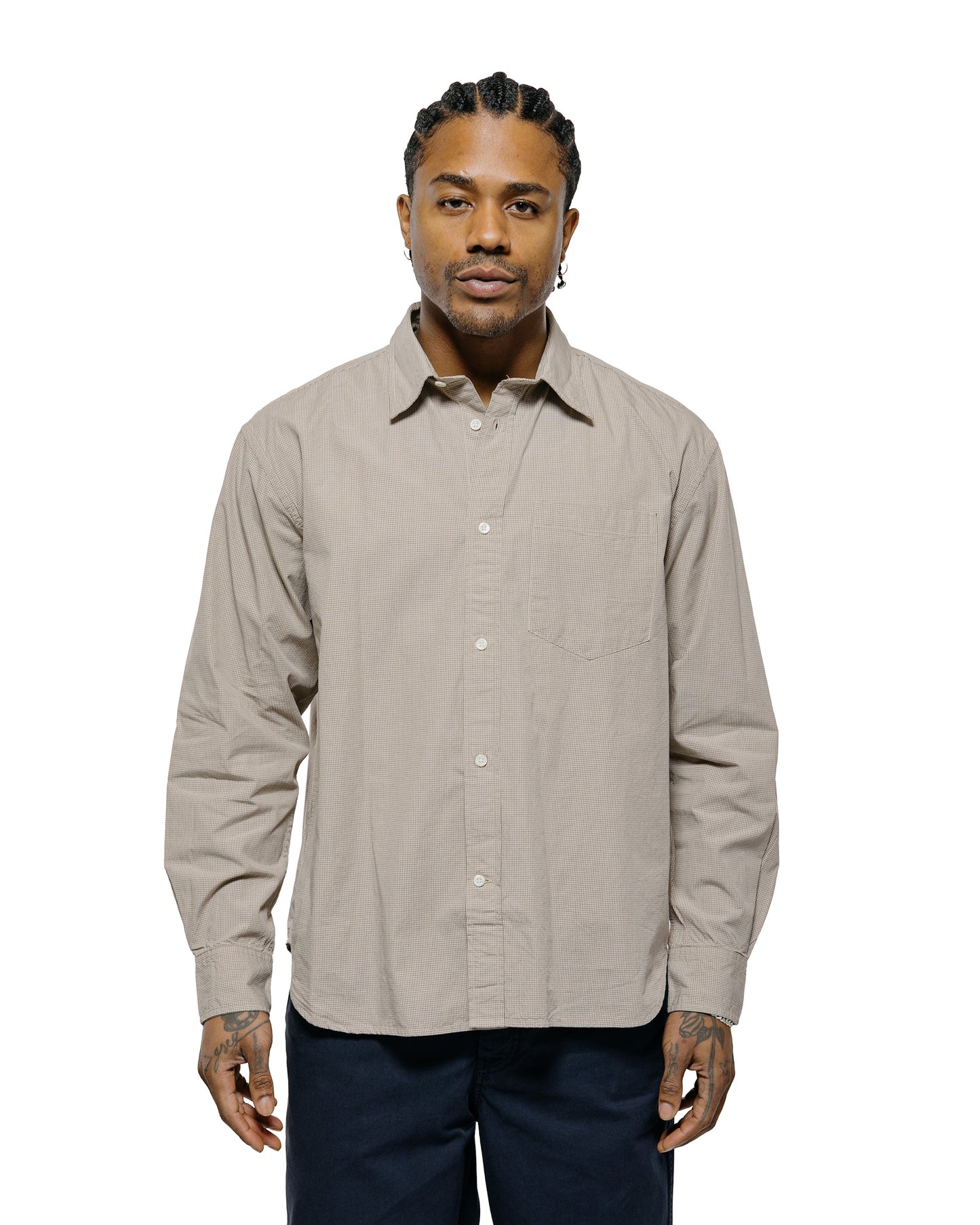 lost & found Norse Projects Norse Projects Espevik Oversize Micro Poplin Check Shirt Oatmeal