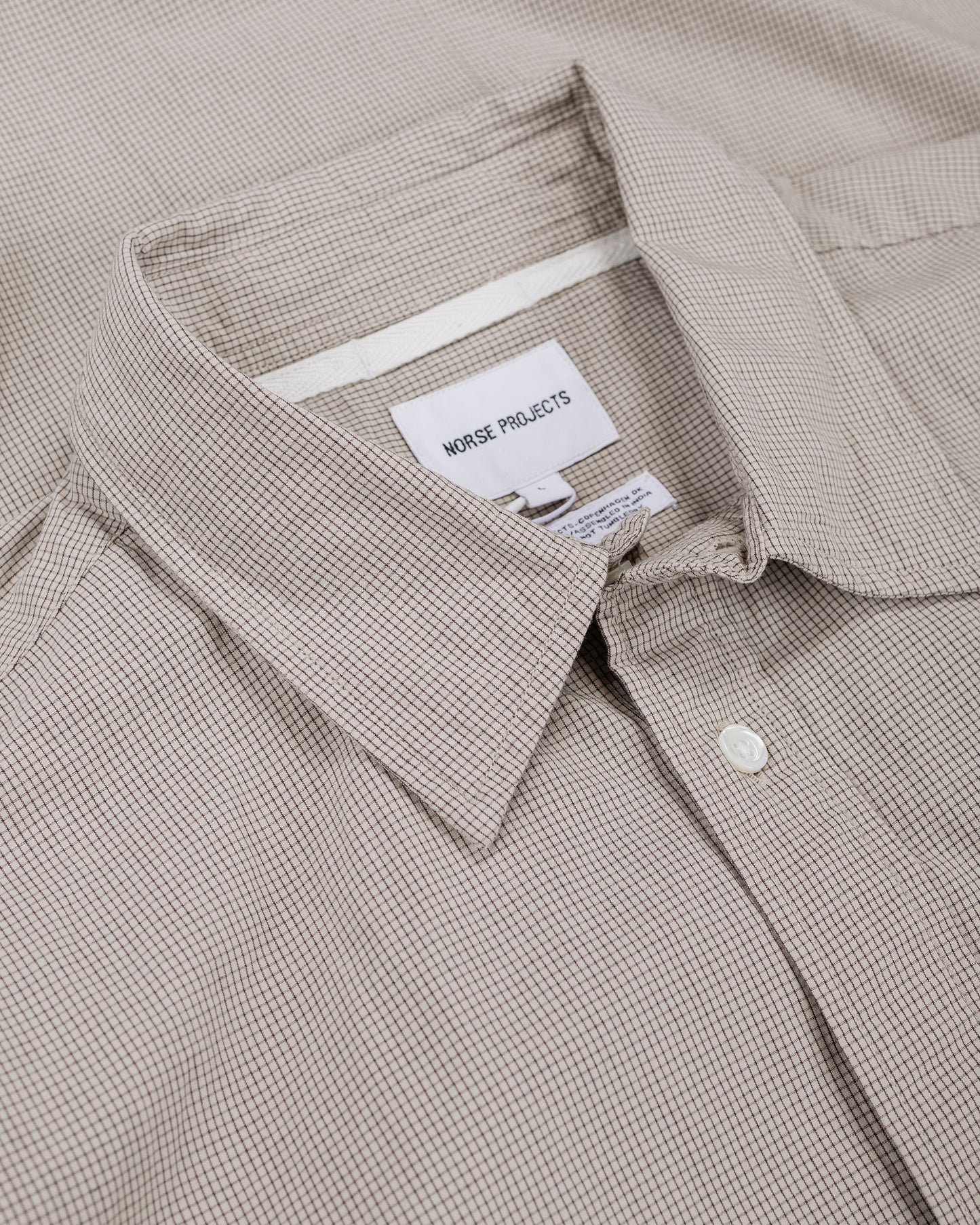 lost & found Norse Projects Norse Projects Espevik Oversize Micro Poplin Check Shirt Oatmeal