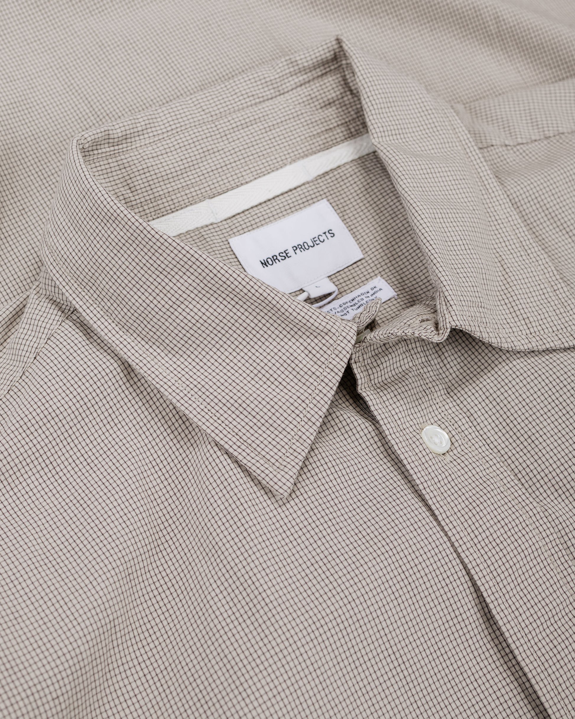 lost & found Norse Projects Norse Projects Espevik Oversize Micro Poplin Check Shirt Oatmeal