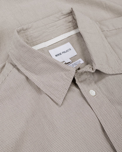 lost & found Norse Projects Norse Projects Espevik Oversize Micro Poplin Check Shirt Oatmeal