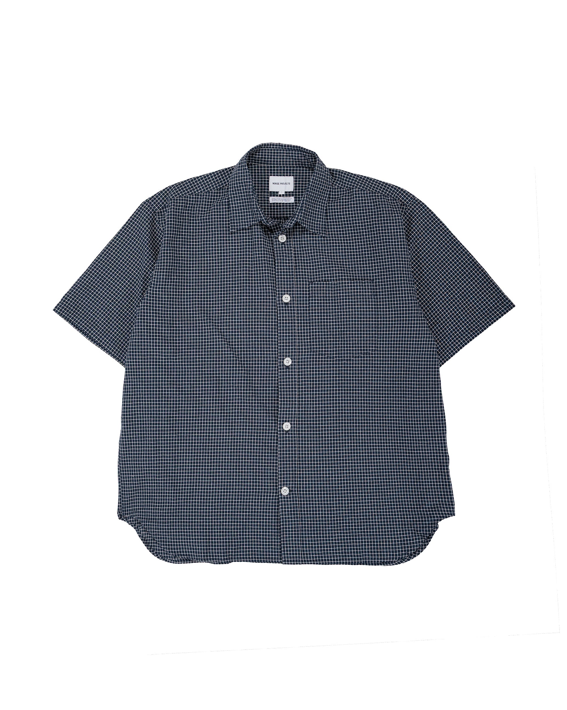 lost & found Norse Projects Norse Projects Espevik Oversized Check SS Shirt Dark Navy Check