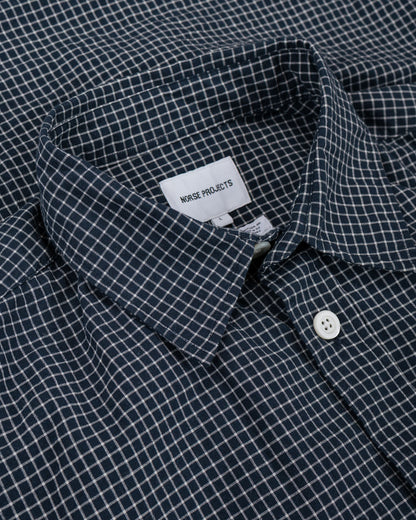 lost & found Norse Projects Norse Projects Espevik Oversized Check SS Shirt Dark Navy Check