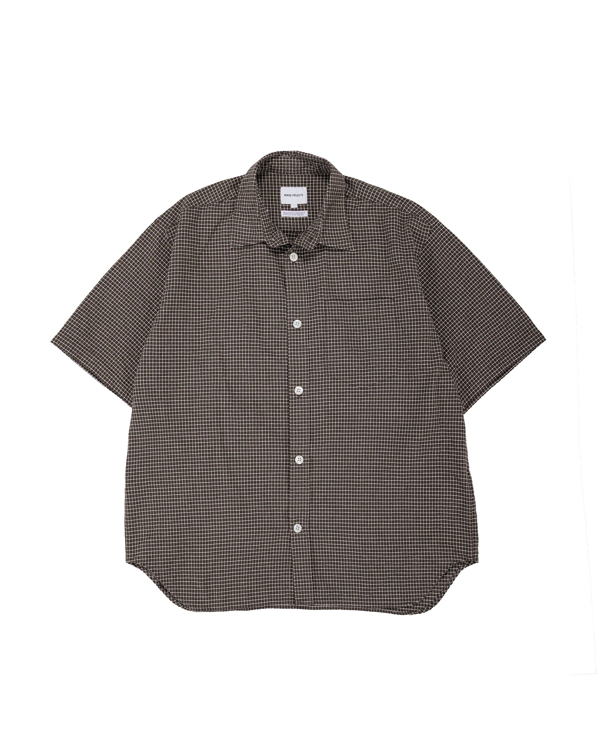 lost & found Norse Projects Norse Projects Espevik Oversized Check SS Shirt Taupe