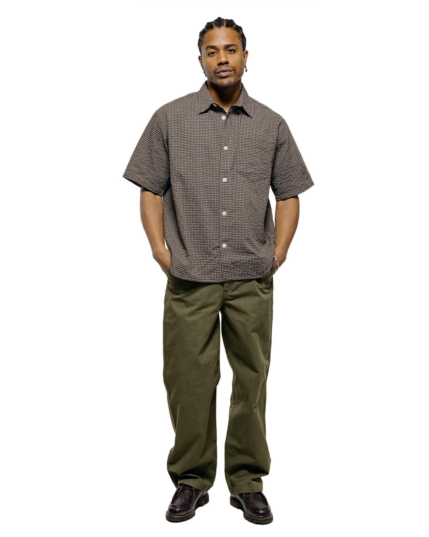 lost & found Norse Projects Norse Projects Espevik Oversized Check SS Shirt Taupe