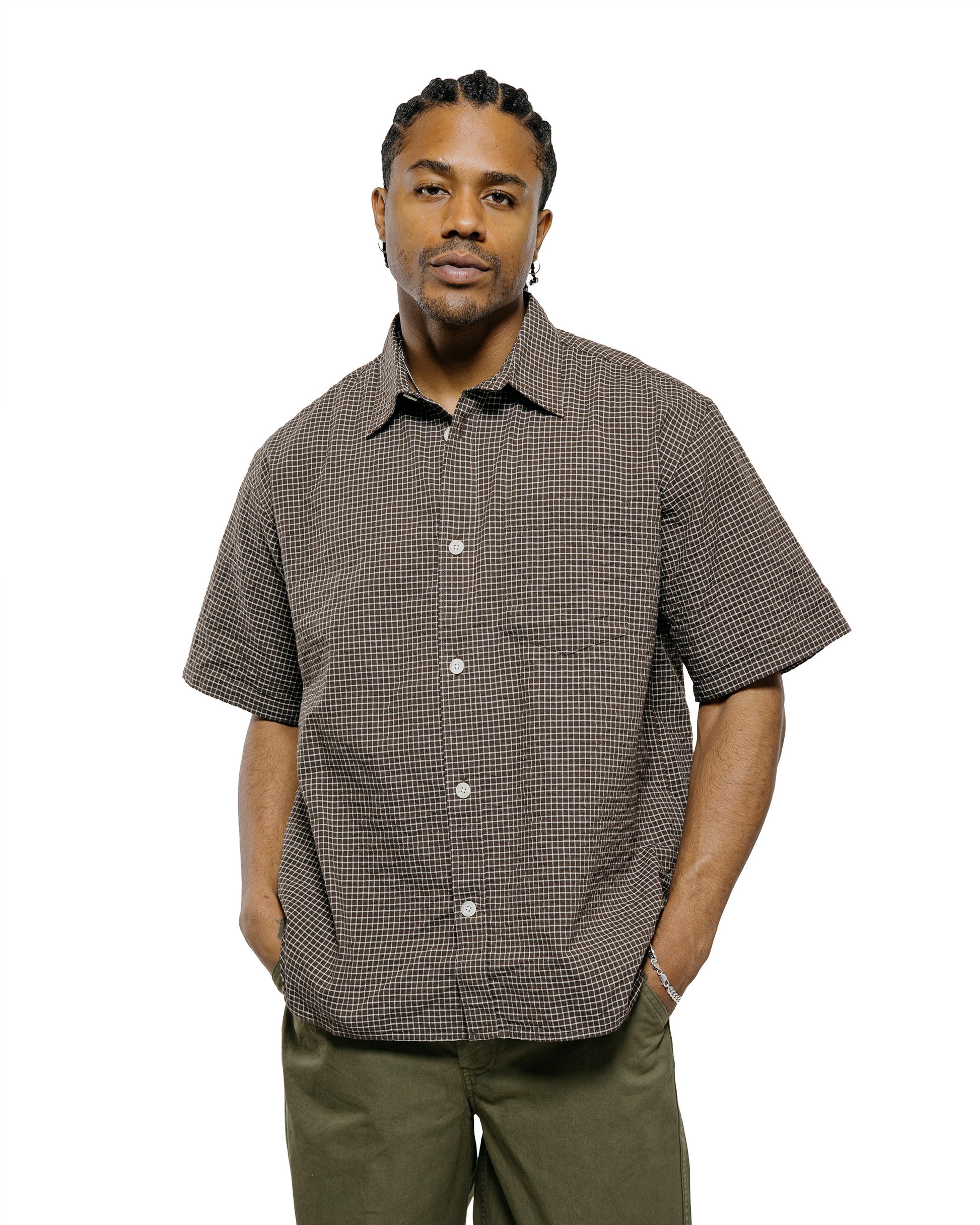 lost & found Norse Projects Norse Projects Espevik Oversized Check SS Shirt Taupe