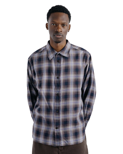 Norse Projects Falster Fine Cotton Flannel Check Oversize Shirt Darkest Purple