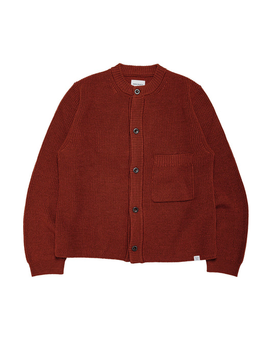 Norse Projects Gullverket Cotton Wool Rib Cardigan Cowhide