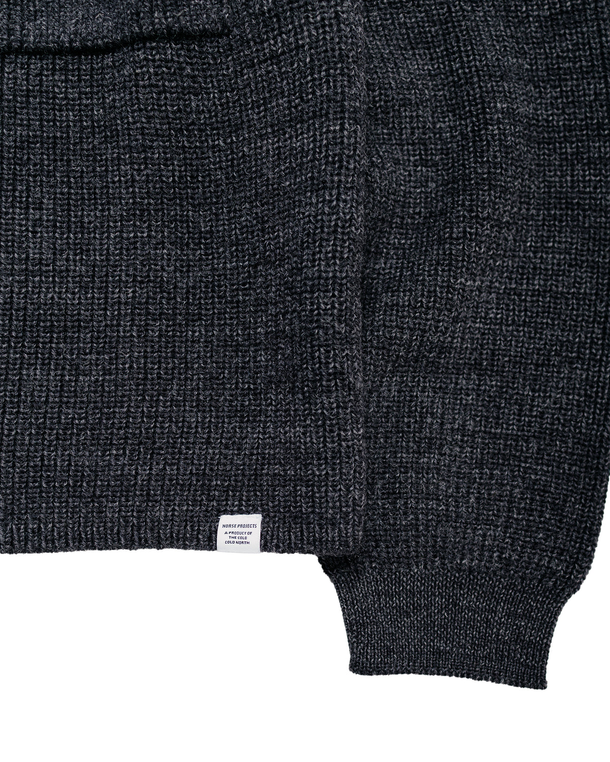 Norse Projects Gullverket Cotton Wool Rib Cardigan Dark Grey Melange