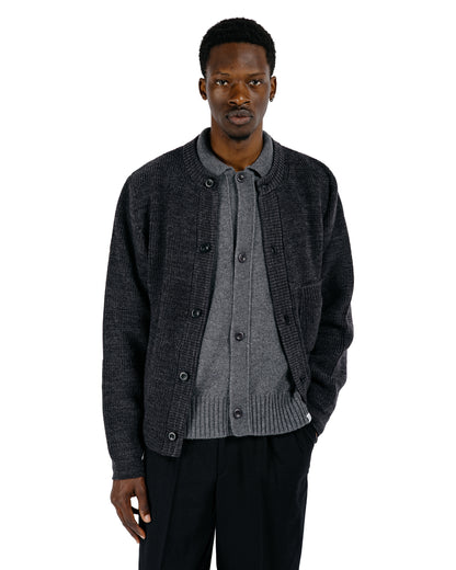 Norse Projects Gullverket Cotton Wool Rib Cardigan Dark Grey Melange