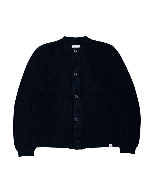 Norse Projects Gullverket Cotton Wool Rib Cardigan Dark Navy