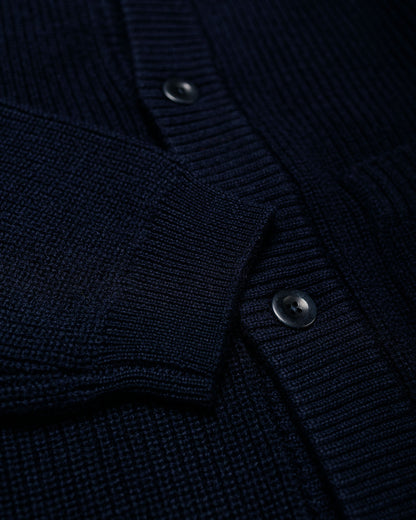 Norse Projects Gullverket Cotton Wool Rib Cardigan Dark Navy