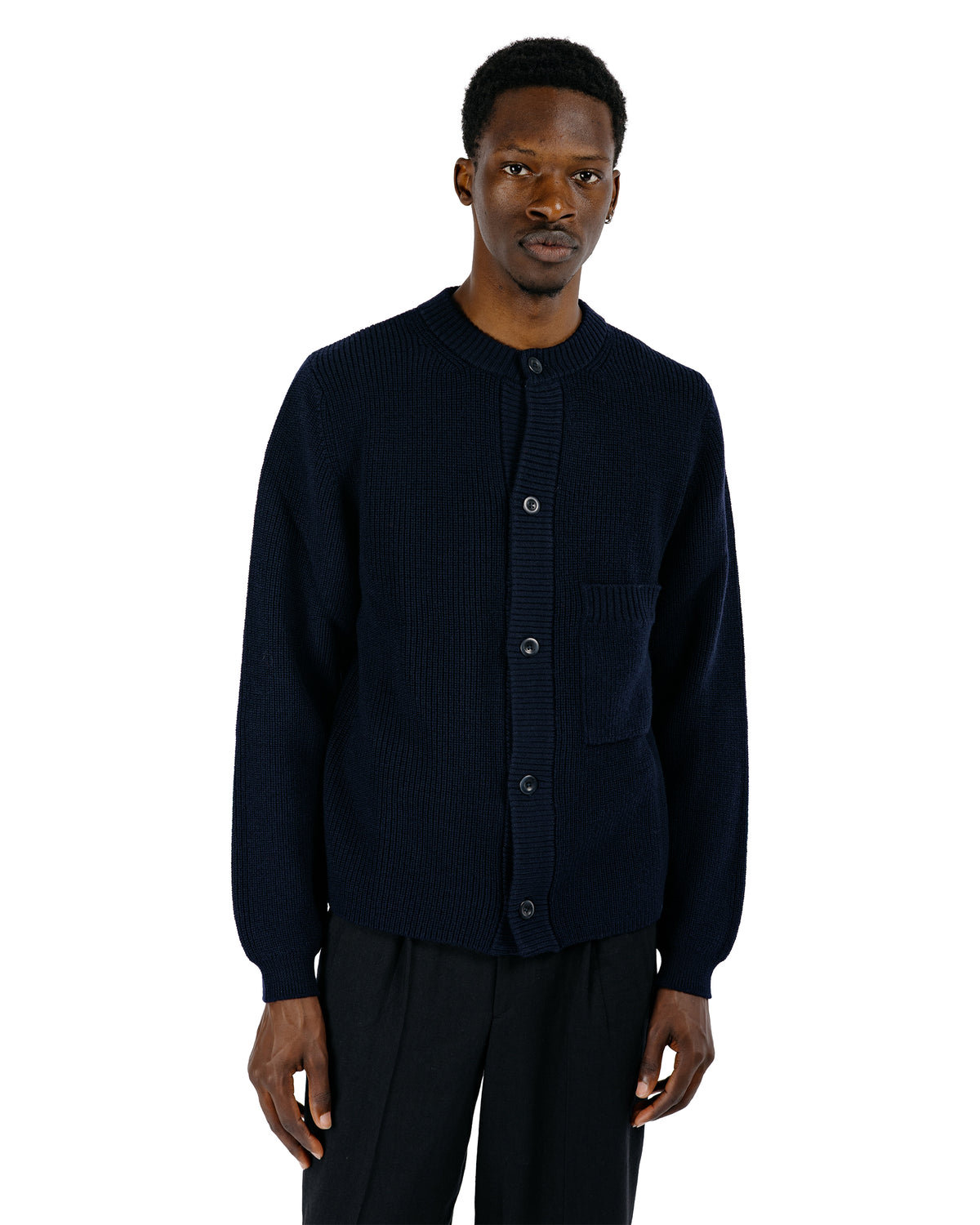 Norse Projects Gullverket Cotton Wool Rib Cardigan Dark Navy