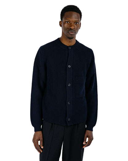 Norse Projects Gullverket Cotton Wool Rib Cardigan Dark Navy