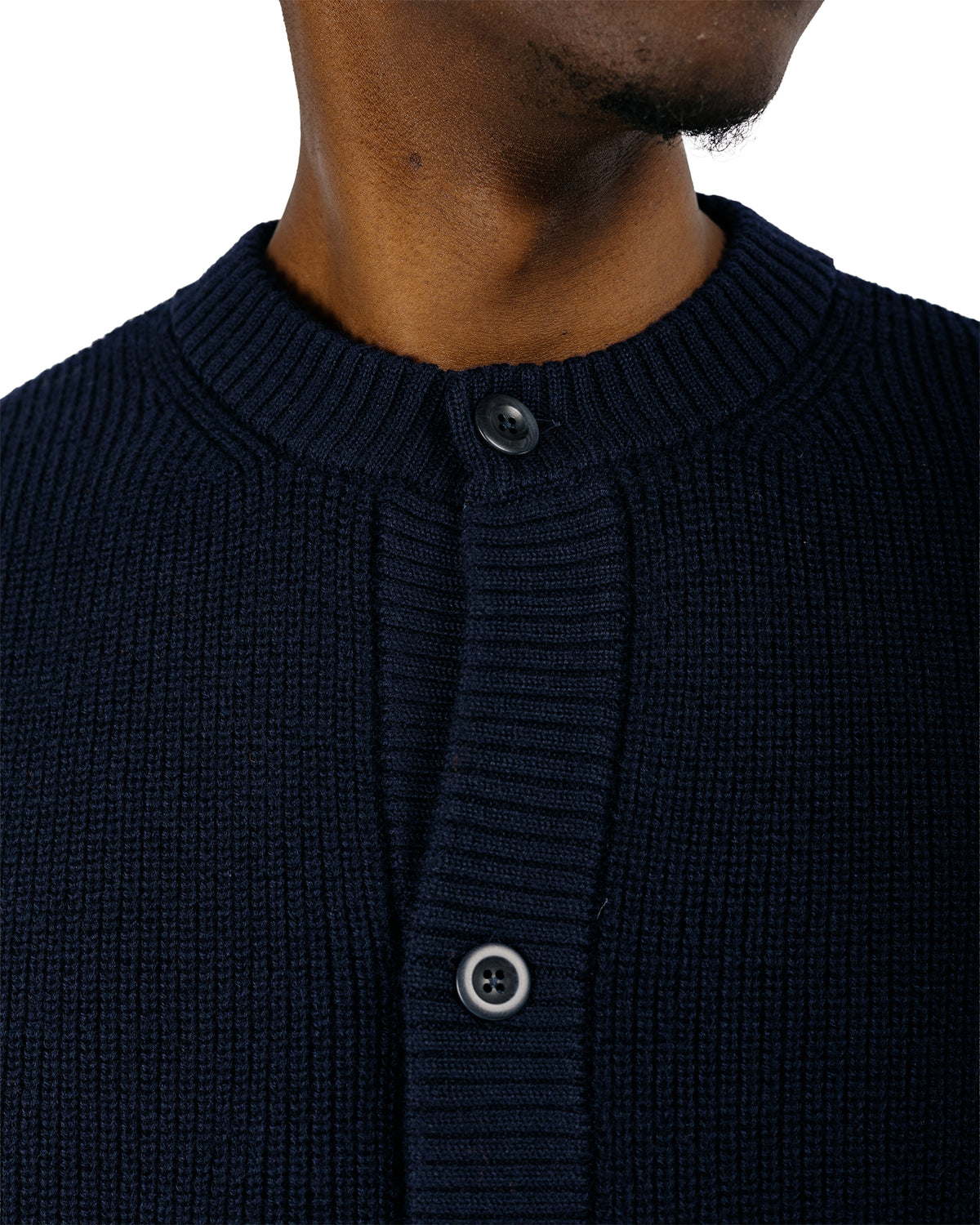 Norse Projects Gullverket Cotton Wool Rib Cardigan Dark Navy