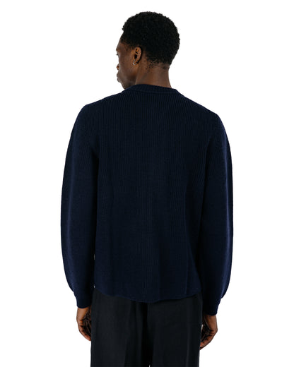 Norse Projects Gullverket Cotton Wool Rib Cardigan Dark Navy