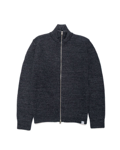 lost & found Norse Projects Norse Projects Hagen Wool Cotton Rib Full Zip Jacket Dark Grey Melange