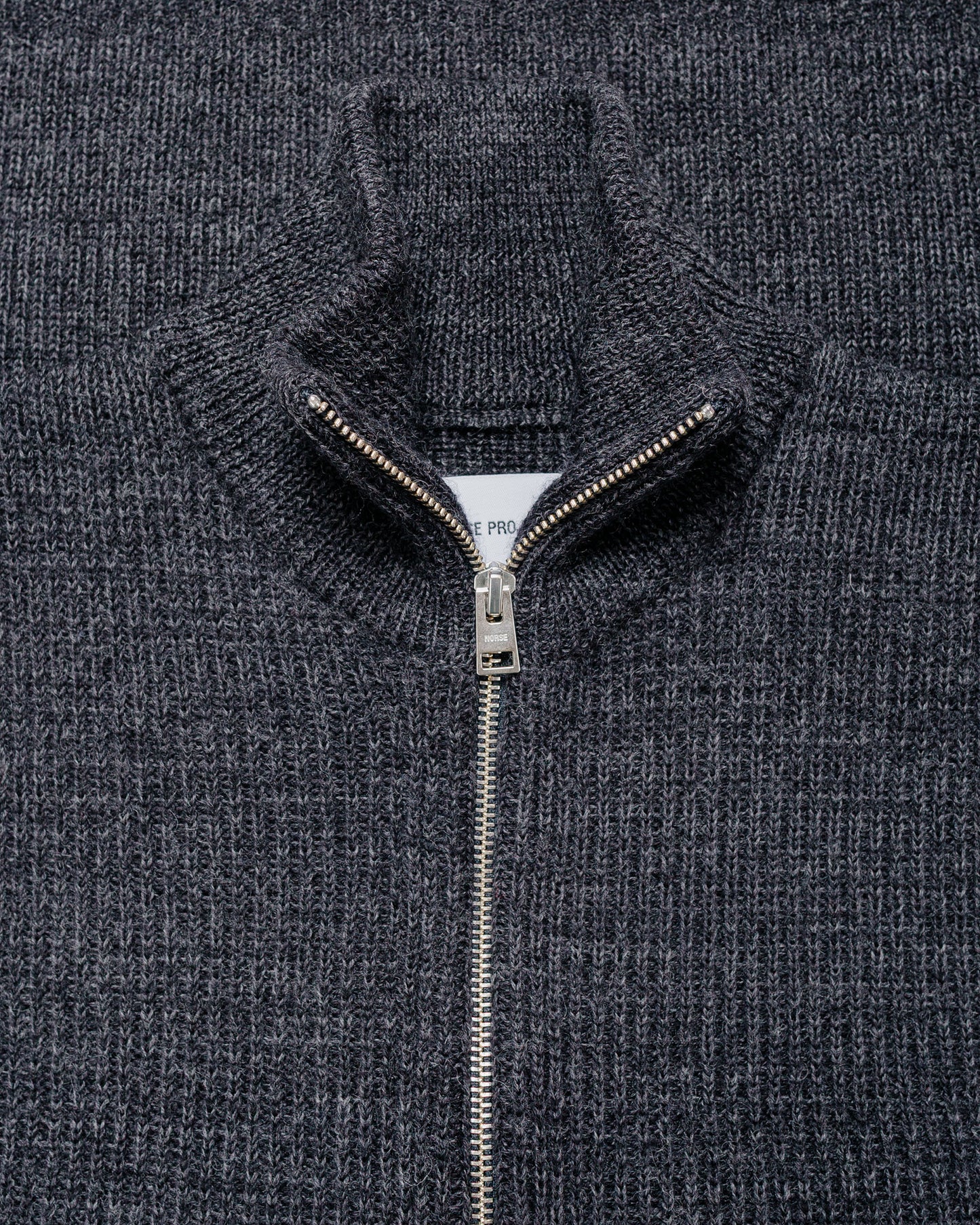 lost & found Norse Projects Norse Projects Hagen Wool Cotton Rib Full Zip Jacket Dark Grey Melange