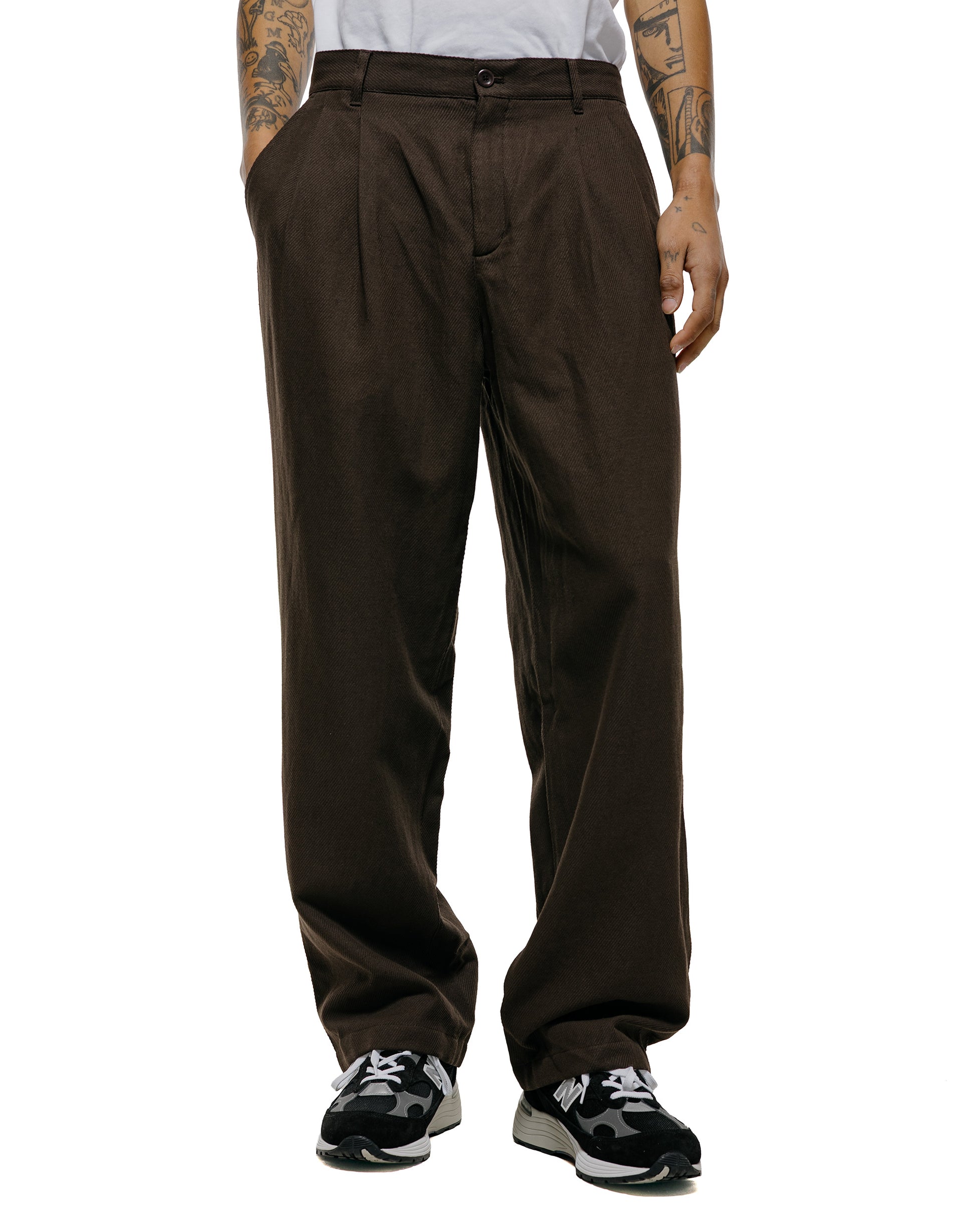 lost & found Norse Projects Norse Projects Hestur Relaxed Cotton Linen Twill  Pleated Trouser Delicioso Brown
