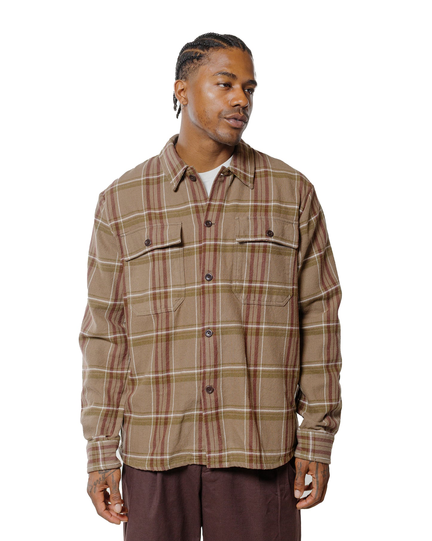 lost & found Norse Projects Norse Projects Hjalmer Heavy Twill Check Overshirt Walnut
